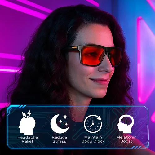 Vista 2 de Gafas de sueño HD P1AS 99.9% con bloqueo de luz azul para juegos que reducen la fatiga ocular y el deslumbramiento, definición de alto contraste