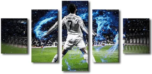 Vista 35 de TUMOVO Lienzo decorativo para pared, cuadro de Cristiano Ronaldo, cuadros de club de fútbol, impresiones en lienzo, póster de arte de pared, arte