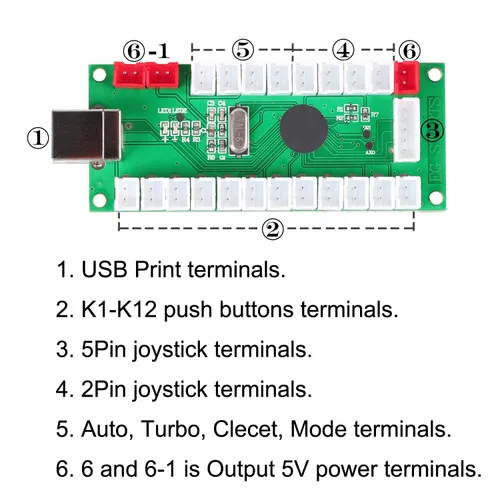 Vista 6 de EG STARTS Arcade Zero Delay USB Encoder To PC Games Controllers For Arcade DIY Kits Parts Mame Jamma & Other PC