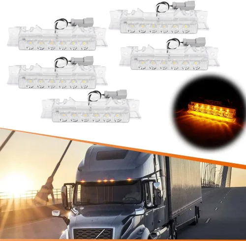 Vista 12 de ADIIL 5 luces de marcador de techo de cabina para camiones Volvo 2004 VN Luces ámbar con lente ámbar