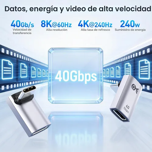 Vista 2 de Cable Matters Paquete de 2 adaptadores USB C en ángulo recto de 40 Gbps