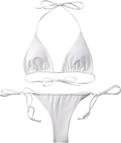 Vista 3 de SUUKSESS - Conjunto de bikini con tanga y listones para mujer de 2 piezas