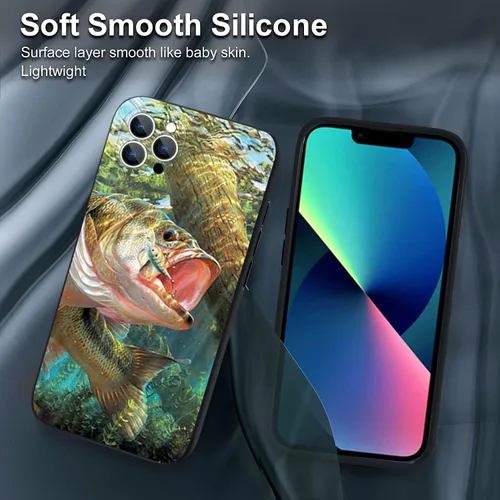 Vista 2 de Funda compatible con iPhone 14 Pro Max, funda para teléfono Bass Fish Jumping a prueba de golpes