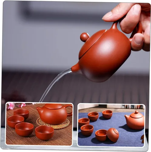 Vista 8 de GANAZONO Juego de tetera y taza de arcilla, tetera de té, juego de tazas de tetera para el hogar, juego de tetera para el hogar