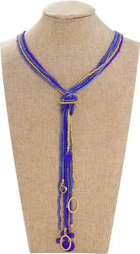 Vista 2 de Coiris Collar largo con cuentas de semillas múltiples, 10 collares largos con nudo de corbata para mujeres y niñas