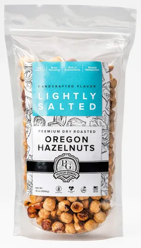 Vista 2 de Oregon Farm To Table - Avellanas de cultivadores premium - Tostadas en seco - Ligeramente saladas - Certificado Kosher - 1 libra