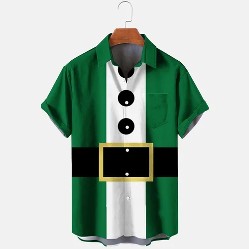 Vista 2 de Camisa de Navidad Hombre Tops Cuello Redondo Manga Corta Camiseta Blusa vacaciones cómoda ropa Calle túnica Camisas