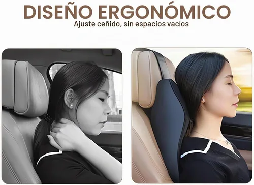 Vista 7 de Cojines para reposacabezas de asiento de automóvil, almohada ergonómica de espuma viscoelástica 3D para el cuello del auto con funda extraíble Negro