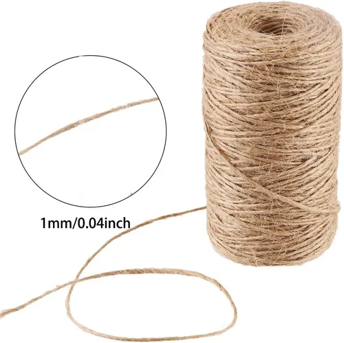 Vista 4 de CCINEE Cuerda de yute natural de 328 pies de 0.039 in para artes y manualidades, cuerda de yute para jardinería, cuerda rústica natural, cuerda