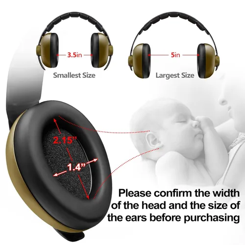 Vista 4 de BBTKCARE Auriculares para bebés - Protección de oídos para bebés Orejeras para bebés Auriculares con cancelación de ruido 3-36 meses - Verde Verde