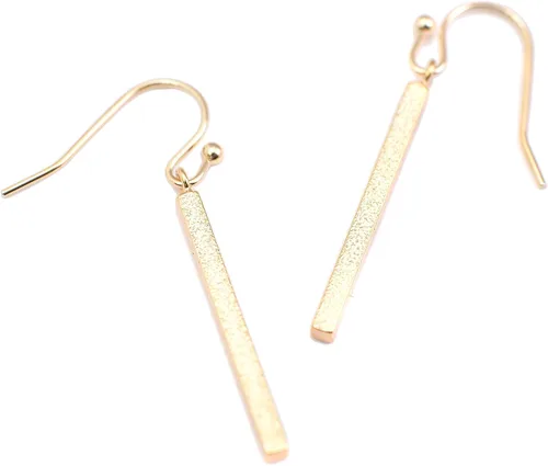 Vista 2 de ChelseachicNYC - Pendientes verticales de metal cepillado hechos a mano
