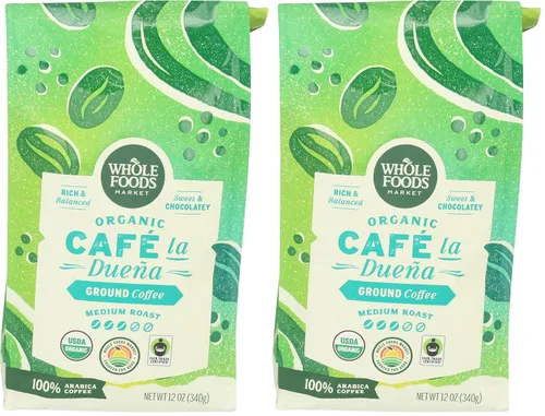 Vista 9 de Whole Foods Market, Organic Café la Duena Café molido tostado medio, rico y equilibrado, dulce y chocolate, 12 onzas