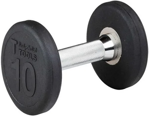 Vista 9 de Body Solid Mancuernas de caucho redondas, individuales, de 5 a 100 libras.