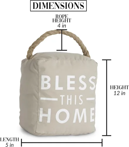Vista 5 de Pavilion Gift Company 72151 Bless This Home - Tope para puerta, 5 x 6 pulgadas, gris, bronceado, beige y blanco