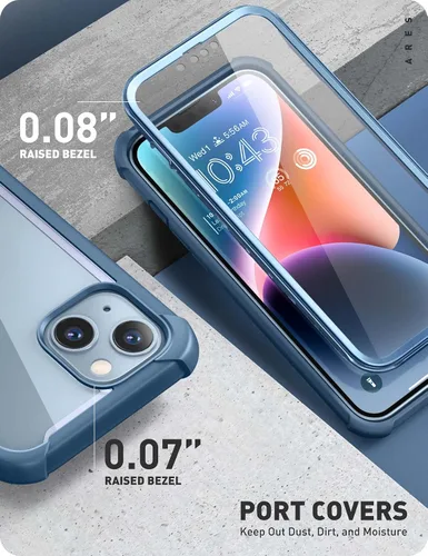 Vista 5 de i-Blason Ares - Funda diseñada para iPhone 14 Plus de 6.7 pulgadas (versión 2022), funda transparente resistente de doble capa con protector