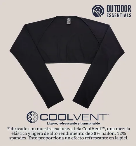 Vista 4 de OutdoorEssentials Mangas de brazo para mujer – Chal de golf UV con mangas – Bolero de entrenamiento – Medias de brazo para protección solar Negro