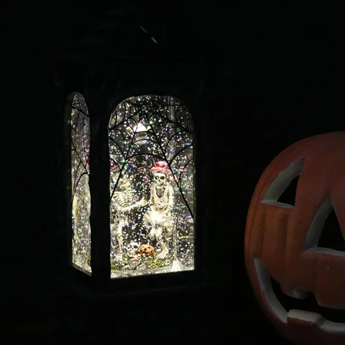 Vista 3 de Eldnacele Linterna de globo de nieve con proyección de fantasma de 1-Proyección de Halloween