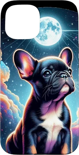 Vista 6 de Funda para iPhone SE (2020) / 7 / 8 Bulldog Francés Puppy Under The Moon In Space