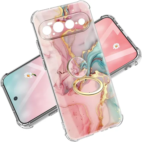 Vista 25 de Funda para Google Pixel 10A, 5G, mármol y flores, delgada, anticaídas, a prueba de golpes, suave, a prueba de golpes, transparente, fundas negro