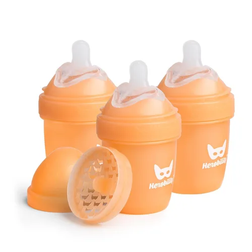 Vista 8 de Herobility Botellas Anti-Cólico Dobles para Bebé – 5 fl oz/140ml – Paquete de 4 – Multicolor – Blanco, Gris, Rosa, Rosa de Hawthorn