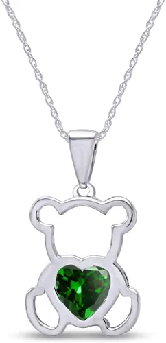 Vista 25 de Collar con colgante de oso de peluche con piedra natal para mujer Simulated Alexandrite