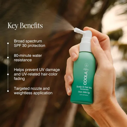 Vista 4 de COOLA Organic Scalp Spray & Hair Sunscreen Mist with SPF 30, Dermatologist Tested Hair Care for Daily Protection, Vegan and Gluten Free, Ocean