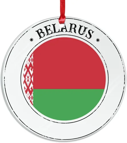 Vista 3 de Bandera de Bielorrusia, adornos decorativos para colgar, bandera nacional de Bielorrusia, decoración de árbol de Navidad, recuerdo navideño, adorno