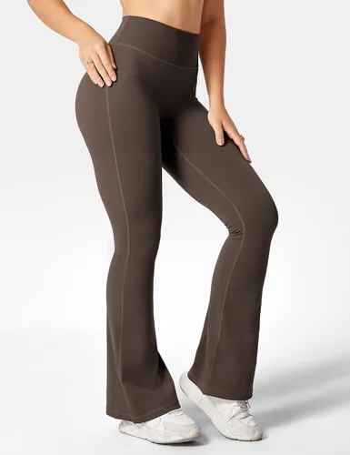 Vista 4 de YEOREO Leggings acampanados para mujer, pantalones de yoga Lynnie Bell Bottom de cintura alta, control de abdomen, leggings de entrenamiento
