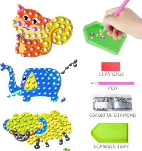Vista 6 de FONYANE Kits de arte de diamantes para niños y niñas y niños, kits de joyería de calcomanías de animales, kit de manualidades para niños de 4, 5, 6
