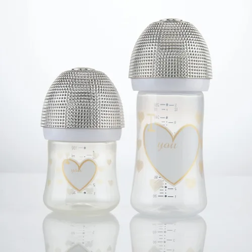 Vista 8 de Lujoso juego de 3 chupetes de bebé y biberón personalizados con nombre para niño y niña, 0-6 meses, 6-18 meses, regalo de baby shower, juego