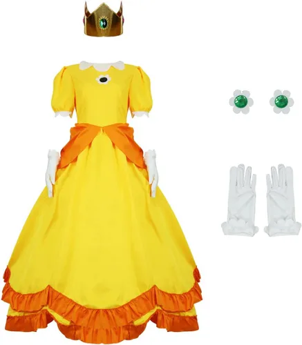 Vista 8 de Vestidos de princesa para mujeres, adultos, disfraz de princesa con accesorios para Halloween