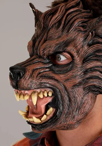 Vista 5 de FUN Costumes Máscara de lobo marrón para adultos