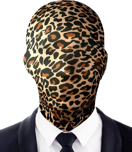 Vista 4 de Máscara Kanye de cara completa negra para Halloween, disfraz de tela Morph sin rostro para adultos, 2 piezas