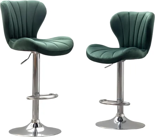 Vista 21 de Roundhill Furniture Ellston - Taburetes de bar giratorios ajustables de terciopelo, color azul, juego de 2