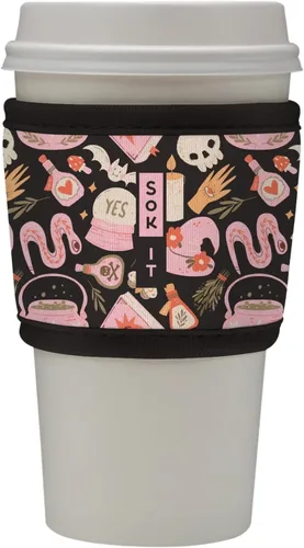 Vista 201 de Sok It HotSok Coffee & Tea - Funda de neopreno con aislamiento reutilizable (floral abstracto)