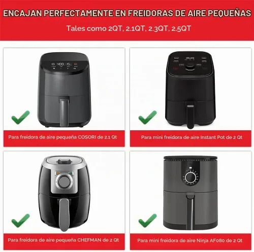 Vista 3 de Forros de silicona para freidora de aire pequeña para COSORI/Instant Pot/Chefman/Ninja/Dash/Bella/GoWise/COSMO freidora de aire de 2 cuartos