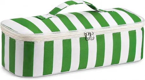 Vista 11 de Elegante bolsa de viaje para herramientas para el cabello con asa para Raya azul claro y rosa