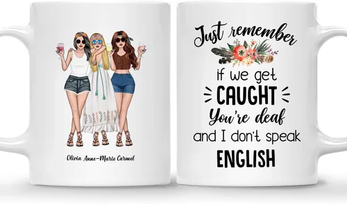 Vista 12 de Gossby Taza personalizada (2 mujeres) Besties Forever Best Friend Regalos de amistad para mujeres, niñas, hermana, taza de café