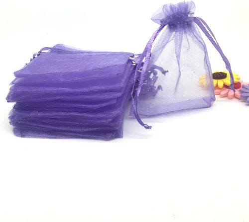 Vista 11 de Bolsas de regalo de organza con cordón, para recuerdos de boda, dulces, 100 unidades de 10 x 15 cm