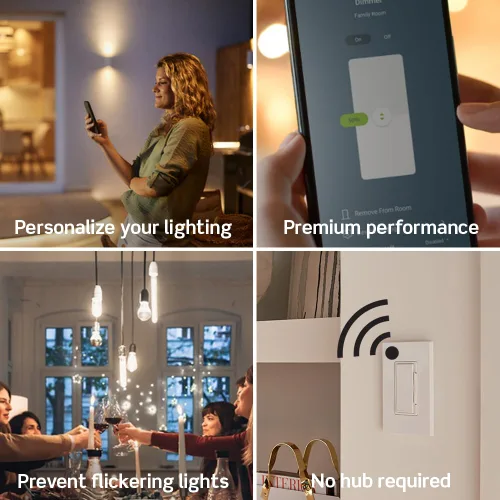 Vista 3 de Leviton Decora Smart regulador de intensidad, Wi-Fi 2ª generación, requiere cable neutro, funciona con Matter, My Leviton, Alexa, Asistente