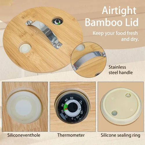 Vista 7 de Dispensador de arroz, contenedor de almacenamiento de arroz, contenedor de harina y cereales para organización de cocina y despensa, dispensador