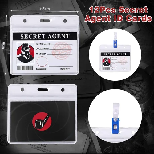 Vista 6 de Winrayk Detective Party Favors Spy Suministros de cumpleaños Bolígrafo de tinta invisible Cuaderno secreto Etiqueta de nombre de agente secreto Lupa