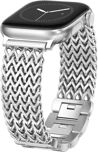 Vista 11 de WINGLE for Apple Watch Band Women 38mm 40mm 41mm 42mm 44mm 45mm 46mm 49mm Series 11 10 9 8 7 6 5 4 3 2 1 SE 3/2/1, Dressy Band Stainless Steel Chain