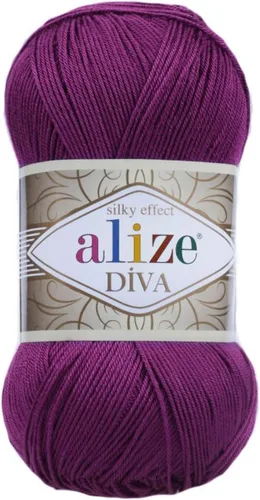 Vista 24 de Alize Diva Silk Effect 100% hilo acrílico de microfibra, 1 madejas de bola de 3.53 oz 383yds color (1 - crema)