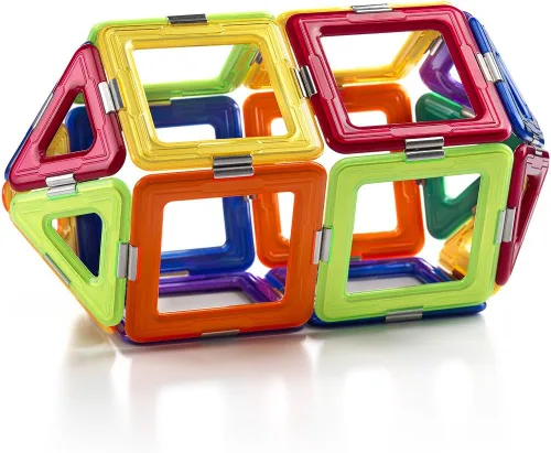 Vista 4 de GeoSmart GeoSphere - Juego de construcción GeoMagnetic STEM de 31 piezas con spinner