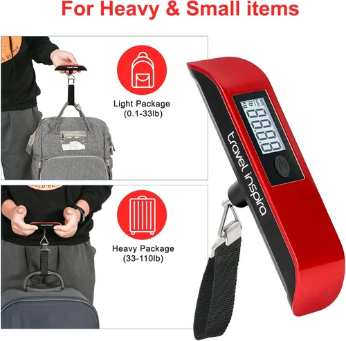 Vista 7 de travel inspira Báscula de equipaje, báscula digital de equipaje, báscula de equipaje, 110 libras110.2lbs, batería incluida, Báscula digital