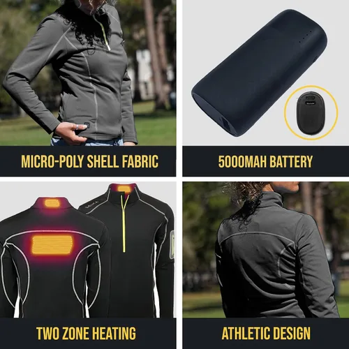 Vista 3 de Volt - Media cremallera térmica térmica de 5 V para mujer, perfecta para calentar el núcleo de tu cuerpo