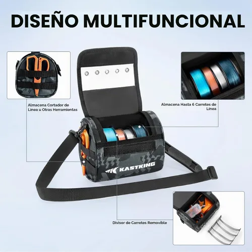 Vista 4 de KastKing BaitSpace Bolsa de gestión de línea, bolsa de almacenamiento de línea de pesca con nailon resistente al agua, ventana transparente, divisor