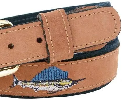 Vista 3 de ZEP-PRO - Cinturón bordado de cuero marrón para hombre