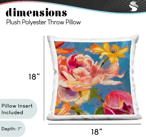 Vista 4 de Stupell Industries Vivid Blooming Peonies Design by Liz Jardine - Almohada (18 x 18 pulgadas), color azul
